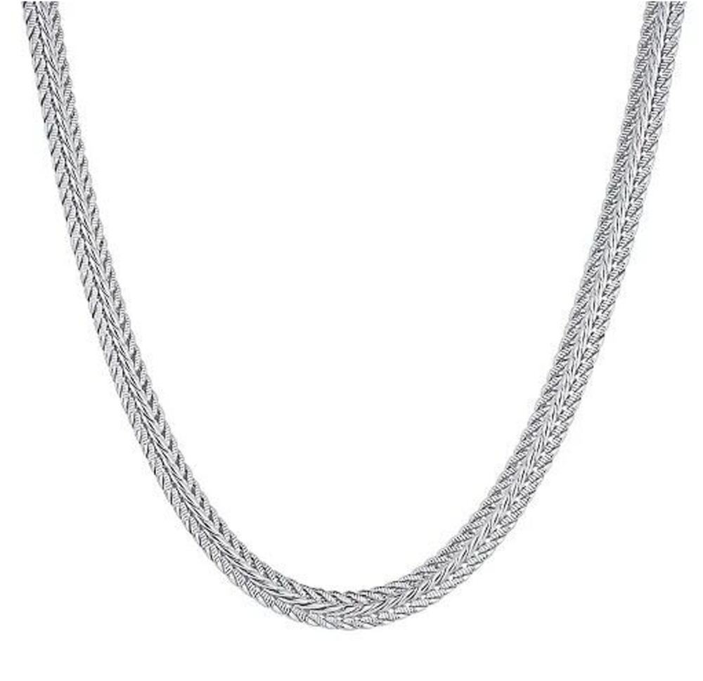 Silver Plated Textured Chain Necklace Style Women's Fashion Trendy Elegant NEW